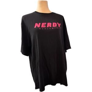 Nerdy Worldwide T Shirt. Size Large 
Black T shirt with Pink NERD WORLDWIDE.
